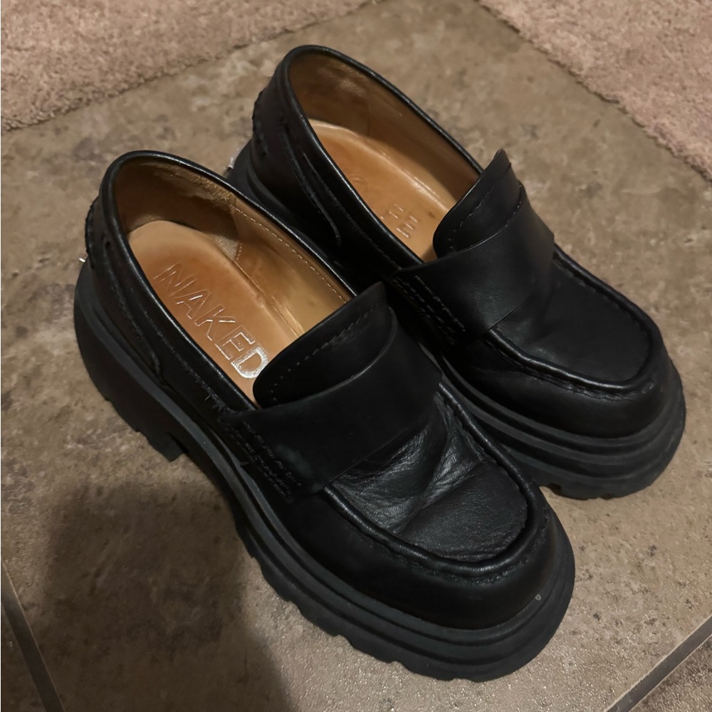 Naked Wolfe Black Leather Woman's Loafers
